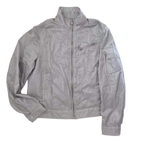 Ralph Lauren Gray Silver Windbreaker Stand-Up Collar Fitted Silhouette XL - Picture 2 of 13